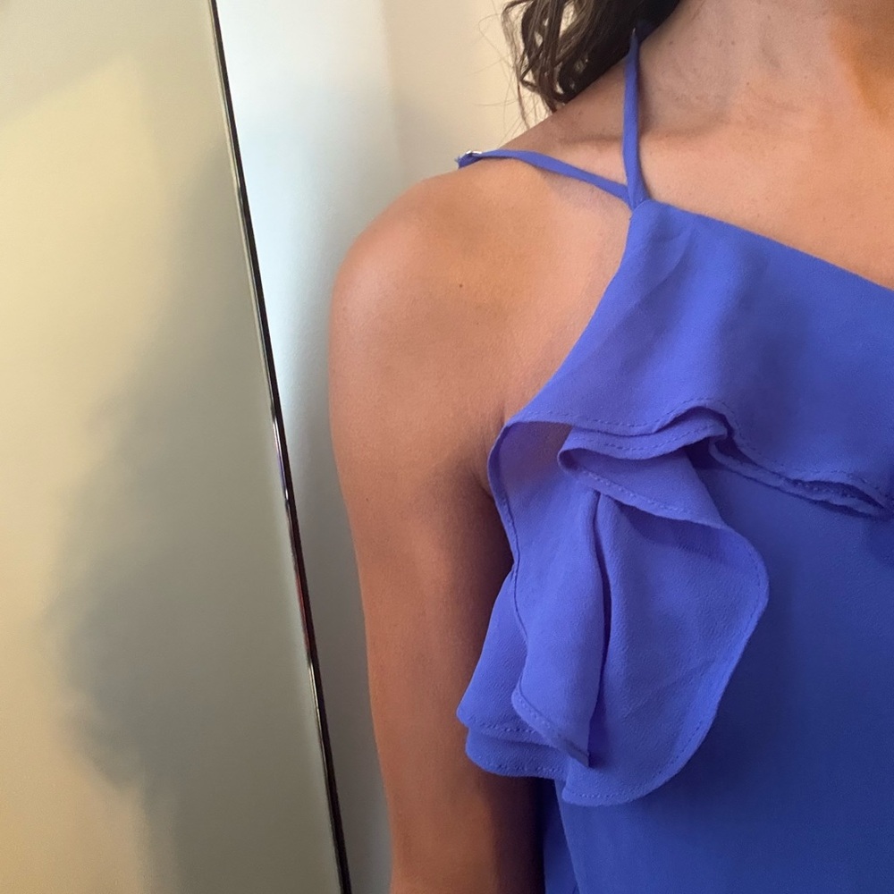 Naked Zebra One Shoulder Blue Dress